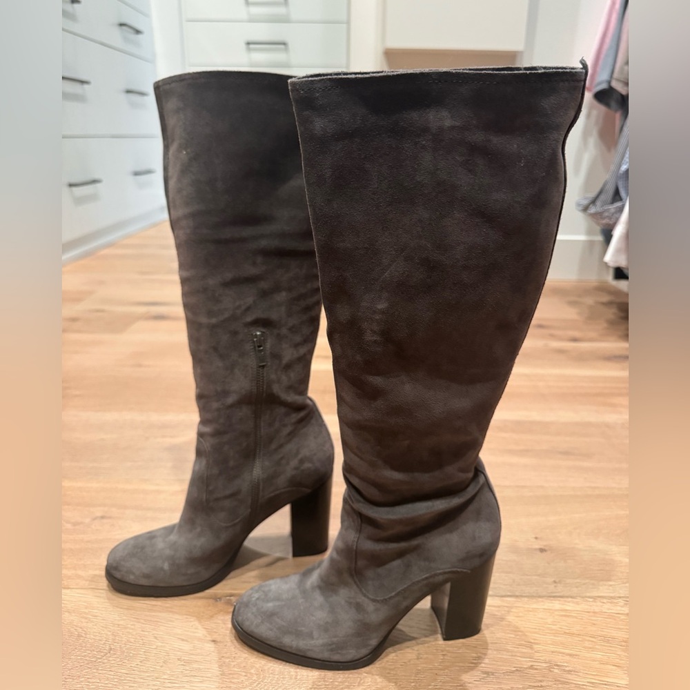 Frye Claude Tall Suede Boots in Color Smoke